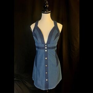 Fashion Nova Denim Corset Halter Mini Dress | Size M | Y2K Glow-Up Vibes